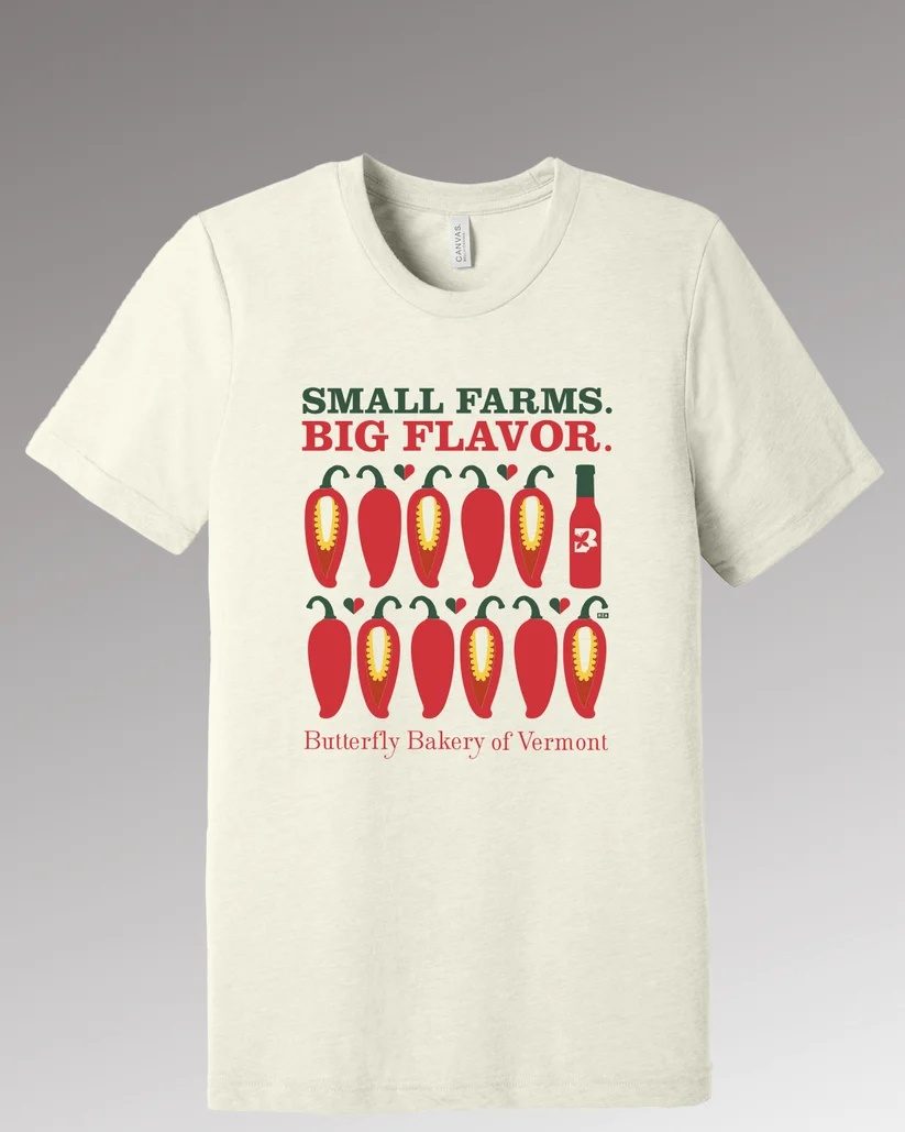 Beenanza Small Farms Big Flavor Peppers T-Shirt t-shirt from Butterfly Bakery of Vermont