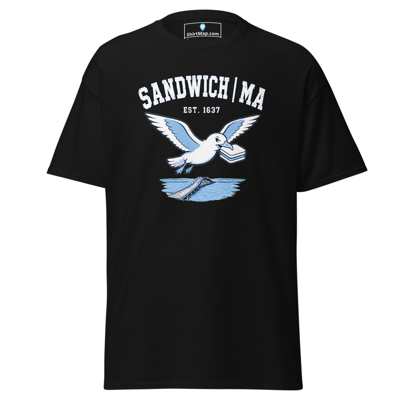 Sandwich MA t-shirt, oldest town on cape cod (1637) design